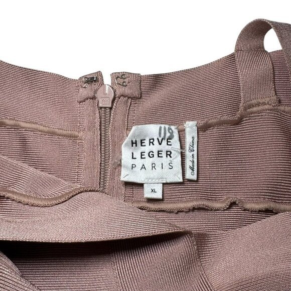 Hervé Léger Bandage Bodycon Dress Pink Beige Size XL Never Worn - Picture 5 of 8